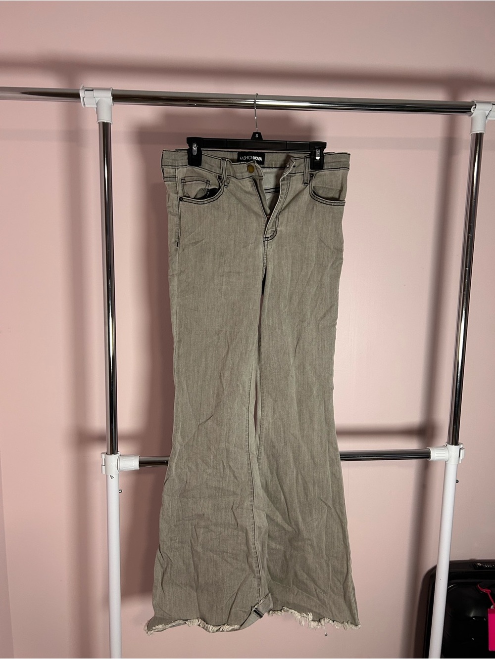 Fashion Nova Olive Flare Wide-Leg Jeans